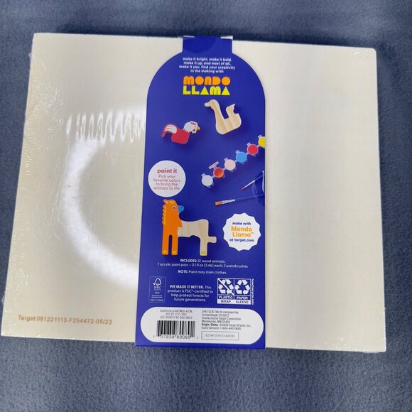 Mondo Llama Paint-Your-Own Wood Animals Kit With Paints And Brushes New - Picture 2 of 11